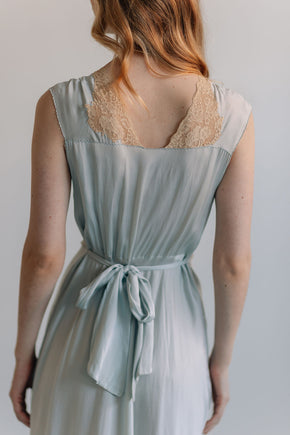 1930s bias blue silk lace slip, France