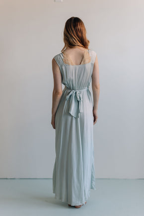 1930s bias blue silk lace slip, France