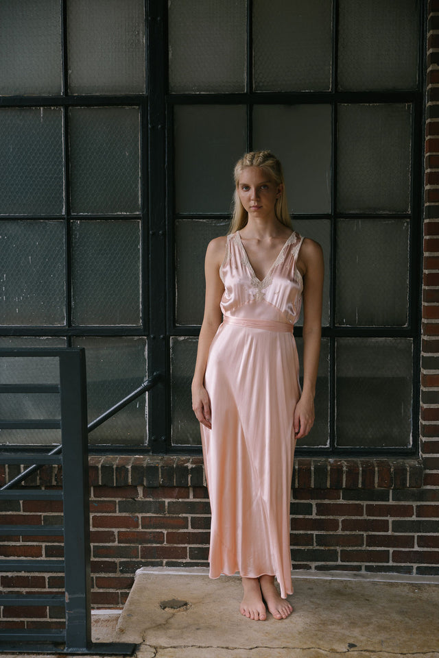 1930s liquid satin lace nightgown