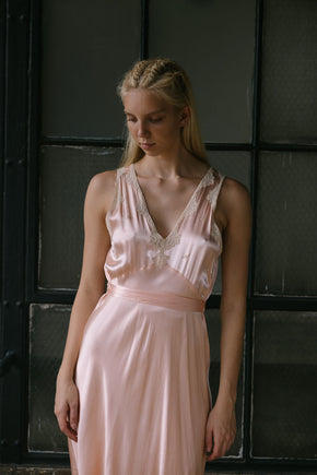 1930s liquid satin lace nightgown