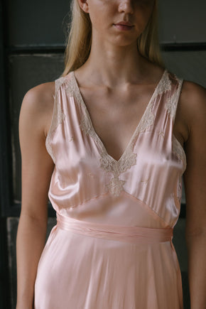 1930s liquid satin lace nightgown
