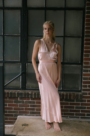 1930s liquid satin lace nightgown
