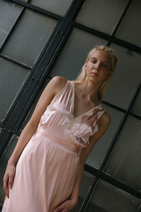 1930s liquid satin lace nightgown