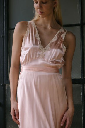 1930s liquid satin lace nightgown