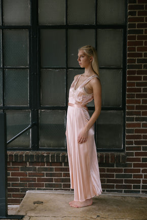 1930s liquid satin lace nightgown
