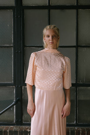 1930s damask polka dot bed jacket