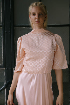 1930s damask polka dot bed jacket