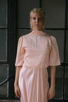 1930s damask polka dot bed jacket