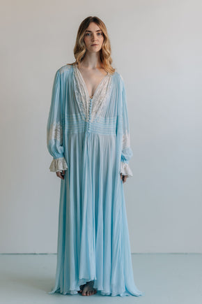1930s blue lace French dressing robe