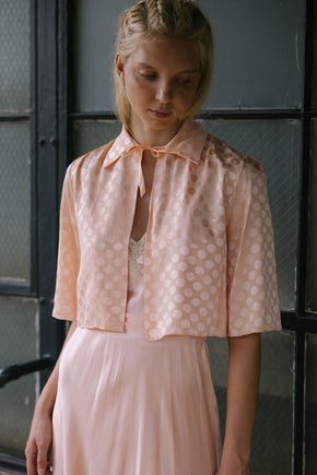 1930s damask polka dot bed jacket