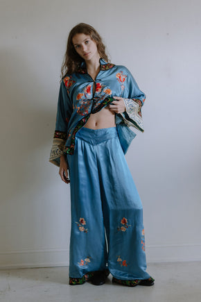 1920s blue chinese export PJ set
