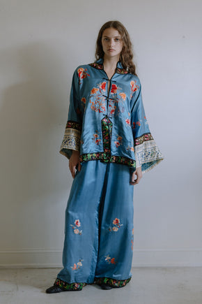 1920s blue chinese export PJ set