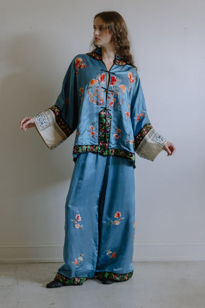 1920s blue chinese export PJ set