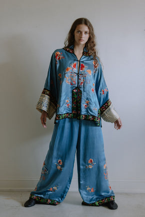 1920s blue chinese export PJ set