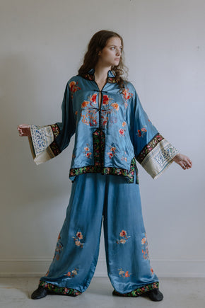 1920s blue chinese export PJ set
