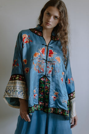 1920s blue chinese export PJ set