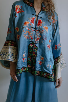 1920s blue chinese export PJ set