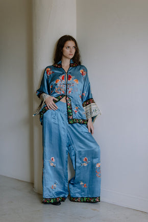 1920s blue chinese export PJ set