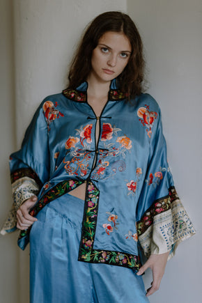 1920s blue chinese export PJ set