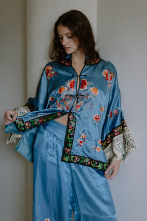 1920s blue chinese export PJ set