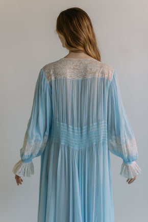 1930s blue lace French dressing robe