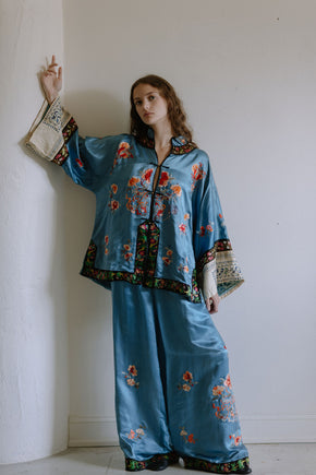 1920s blue chinese export PJ set