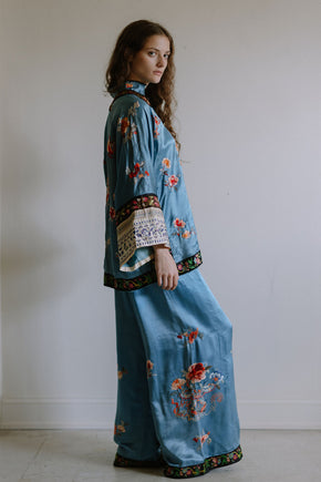 1920s blue chinese export PJ set