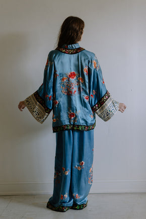 1920s blue chinese export PJ set