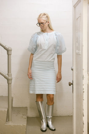 Mid century Louis Feraud powder blue cotton dress