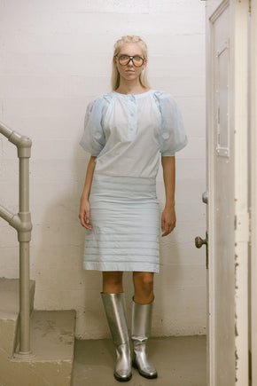 Mid century Louis Feraud powder blue cotton dress
