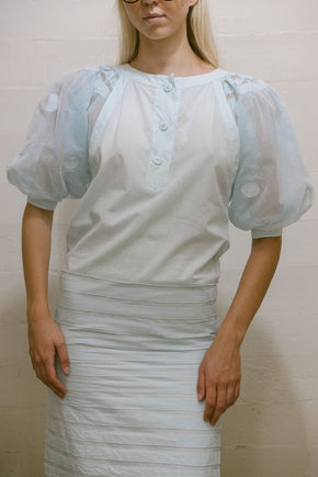 Mid century Louis Feraud powder blue cotton dress