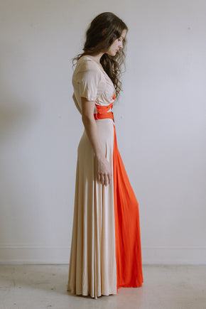 1940s color block jersey gown