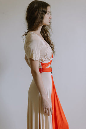 1940s color block jersey gown