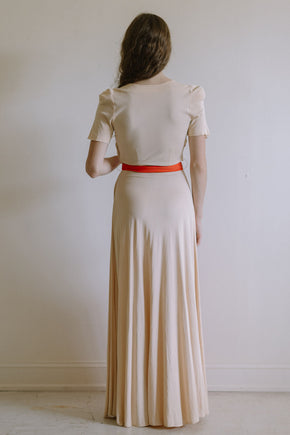 1940s color block jersey gown