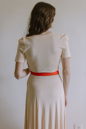 1940s color block jersey gown