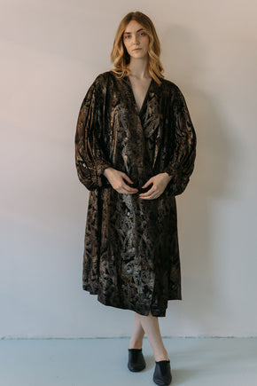 1920s silk lamé evening cocoon coat