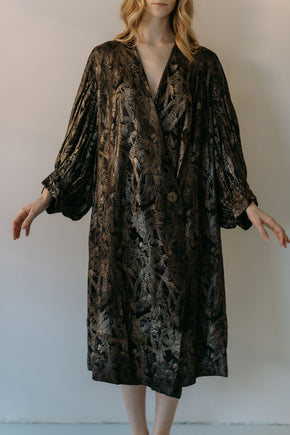 1920s silk lamé evening cocoon coat
