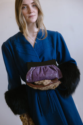 1960s purple lizard and bakelite clutch