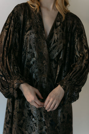 1920s silk lamé evening cocoon coat