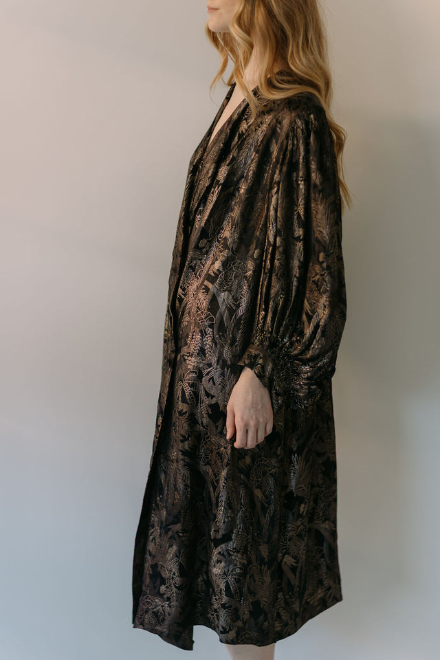 1920s silk lamé evening cocoon coat