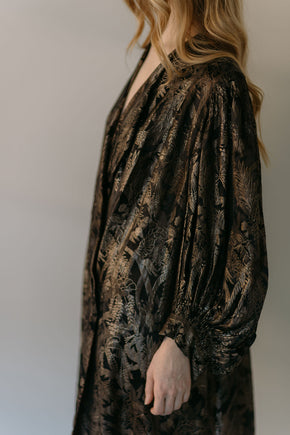 1920s silk lamé evening cocoon coat