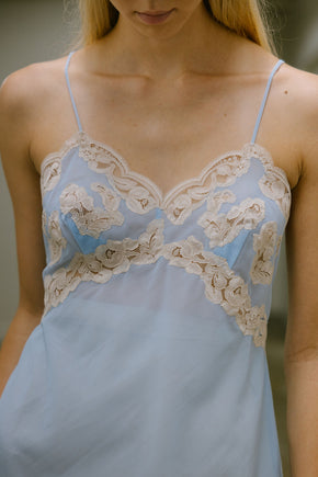 1950s deadstock blue lace lingerie set