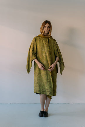 1920s French oriental Chartreuse lamé silk velvet coat