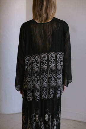 1920s English art deco silk chiffon beaded set