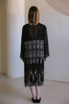 1920s English art deco silk chiffon beaded set