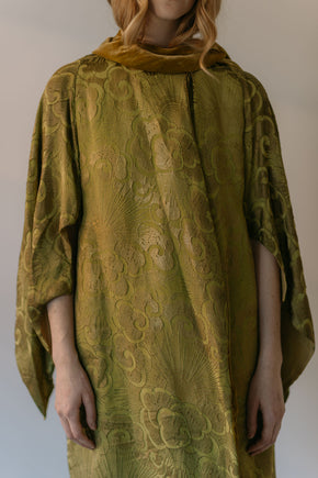 1920s French oriental Chartreuse lamé silk velvet coat