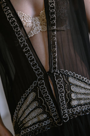 1920s English art deco silk chiffon beaded set