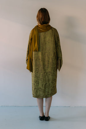 1920s French oriental Chartreuse lamé silk velvet coat
