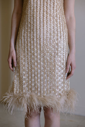 1960s ostrich sequin cocktai dress