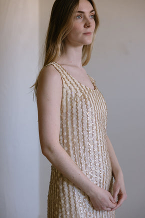 1960s ostrich sequin cocktai dress